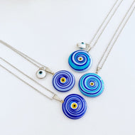 Evil Eye Necklace, Murano Glass Evil Eye Bead, Evil Eye Jewelry, Silver Necklace - Evileyefavor