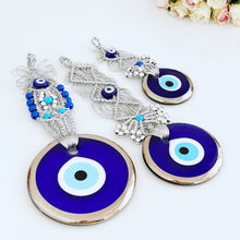 Silver Evil Eye Wall Hanging, Macrame Evil Eye Wall Hanging, Blue Evil Eye