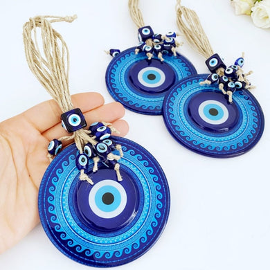 Blue Evil Eye Wall Hanging, Macrame Wall Hanging, Evil Eye Home Decor, Fused