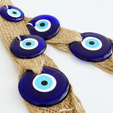 Macrame Evil Eye Wall Hanging, Blue Evil Eye Bead, Home Decoration - Evileyefavor