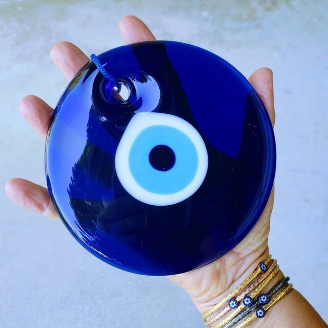 13cm Evil Eye Bead, Blue Glass Handmade Bead