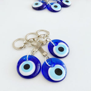 Blue Evil Eye Keychain, Glass Evil Eye Bead, Greek Evil Eye