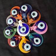 Blue Evil eye elegant leather keychain