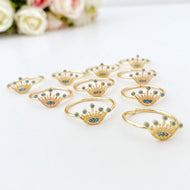 Dainty Evil Eye Ring, Adjustable Ring, Crown Evil Eye Ring, Rose Gold Ring
