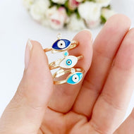 Tiny Evil Eye Ring, Gold Rings, Adjustable Ring, Minimalit Evil Eye Ring
