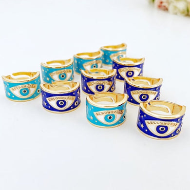 Evil Eye Ring, Wide Band Ring, Gold Ring, Blue Evil Eye Ring, Evil Eye Jewelry