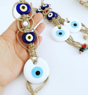 White Evil Eye Bead, Evil Eye Wall Hanging, Macrame Wall Hanging, Home Gift