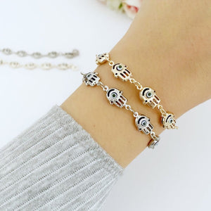 Evil eye bracelet, Hamsa Hand bracelet, gold silver chain bracelet