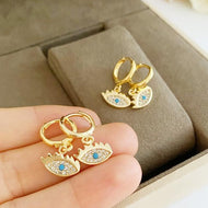 Dangle Evil Eye Earrings, Dainty Earrings, Gold Earrings - Evileyefavor