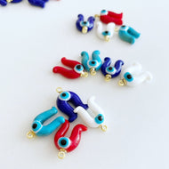 Horseshoe Evil Eye Murano Bead, Glass Murano Pendant, Lucky Evil Eye Bead