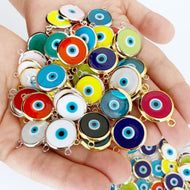 Evil Eye Murano Charm, Handmade Glass Evil Eye Bead, Evil Eye Bracelet Charm