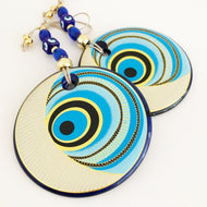 Blue Evil Eye Wall Hanging, Patterned Wall Hanging, Turkish Evil Eye - Evileyefavor