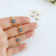 Adjustable Evil Eye Ring, Gold Curb Chain Ring, Gold Ring