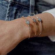 Bangle Evil Eye Bracelet, Gold Rose Silver Bracelet, Zircon Bracelet