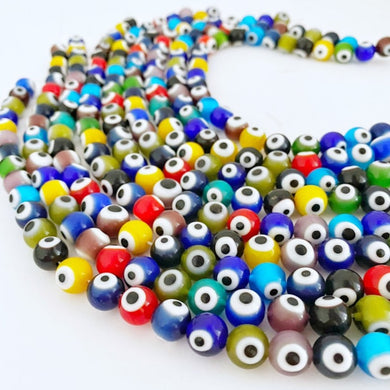 Evil Eye Beads, 10 mm Round Multicolor Evil Eye Beads, Lucky Evil Eye Beads