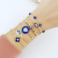 Blue Evil Eye Bracelet, Evil Eye Cuff Bracelet, Gold Bracelet Collection