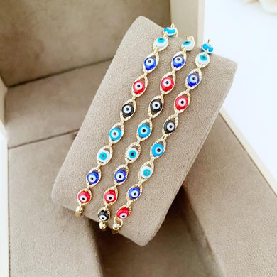 Lucky Evil Eye Bracelet, Multicolor Evil Eye Bracelet, Adjustable Bracelet