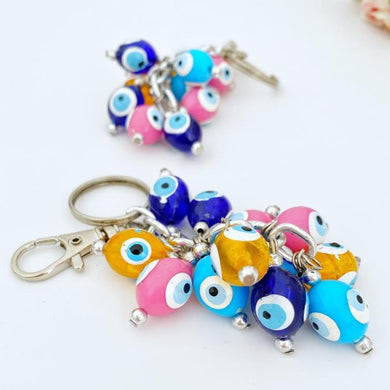 Rainbow Evil Eye Keychain, Evil Eye Key Chain, Resin Evil Eye Beads