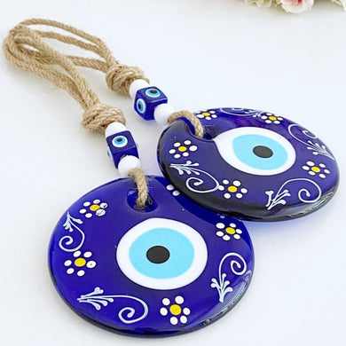 Blue Evil Eye Wall Hanging, Patterned Evil Eye Home Decor, Blue Evil Eye - Evileyefavor