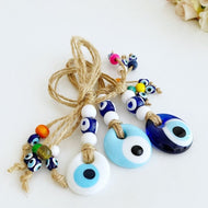 Tiny Evil Eye Wall Hanging, Blue White Evil Eye Bead, Evil Eye Home Decor