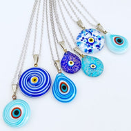 Blue Evil Eye Necklace, Handmade Murano Glass Bead, Murano Evil Eye Pendant