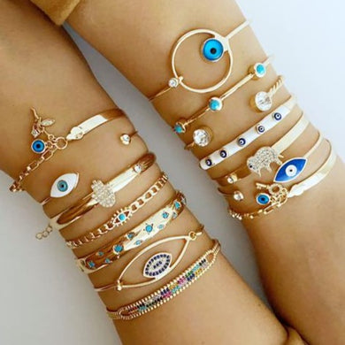 Cuff Bracelet, Evil Eye Bracelet, Gold Bracelet Collection, 14 Bangles