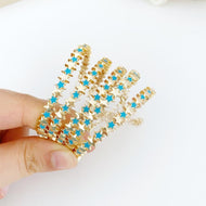 Star Cuff Bracelet, Gold Cuff Bracelet, Turquoise Star Charm, Engagement Wedding Gift