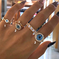 Adjustable Ring, Evil Eye Ring, Evil Eye Charm Ring, Evil Eye Jewelry - Evileyefavor