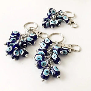 Blue Evil eye bag chain, evil eye keychain, dog leash - Evileyefavor