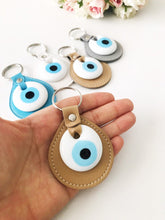 Elegant evil eye leather keychain - Evileyefavor