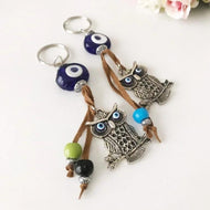 Blue evil eye good luck keychain, elephant, owl keyring - Evileyefavor