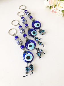 Evil eye protection keychain with ceramic charm - Evileyefavor