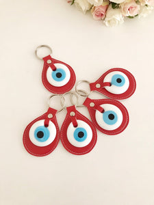 Evil eye red leather keychain - Evileyefavor