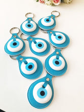 Evil eye turquoise leather keychain - Evileyefavor