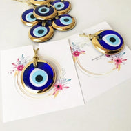 Gold evil eye wedding giveaway with personalized card - Evileyefavor