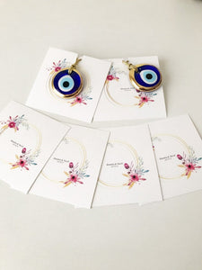 Gold evil eye wedding giveaway with personalized card - Evileyefavor