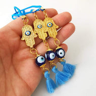 Hamsa hand evil eye car mirror charm - Evileyefavor