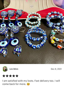 Stretchable Evil Eye Bracelet, Bracelet Gift for Her, Glass Evil Eye Bead Bracelet