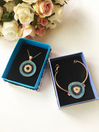 Evil Eye Jewelry Gift Set, Zircon Bracelet Necklace - Evileyefavor