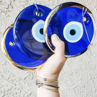 13cm Evil Eye Bead, Gold Blue Silver Evil Eye Wall Hangings, Handmade Glass Bead - Evileyefavor