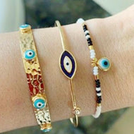 Evil Eye Bracelet, Cuff Bracelet, Seed Beads Bracelet