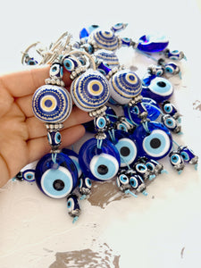 Blue Evil Eye Keychain, Greek Evil Eye Bead, Blue Evil Eye Bag Charm