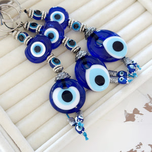 Greek Evil Eye Key Chain, Baptism favors for Guests, Blue Evil Eye Bead
