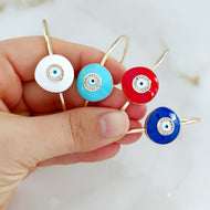 18K Gold Plated Bracelet, Evil Eye Cuff Bracelet, Birthday Gift for Her
