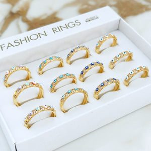 Gold Evil Eye Ring, Greek Evil Eye Ring, Dainty Stackable Ring, Birthday Gift