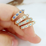 Gold Evil Eye Ring, Greek Evil Eye Ring, Dainty Stackable Ring, Birthday Gift