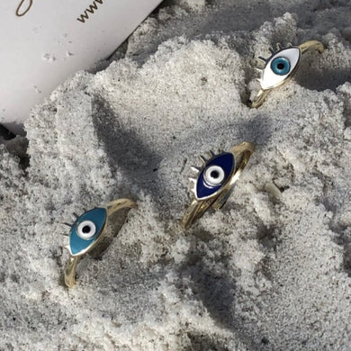 Dainty Adjustable Evil Eye Ring, BULK 1 to 10 rings