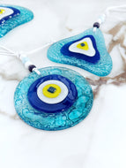 Evil Eye Wall Hanging, Fused Glass Evil Eye Bead, Evil Eye Home Decor