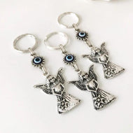 Silver evil eye angel keychain - Evileyefavor