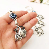 Silver evil eye pomegranate keychain - Evileyefavor